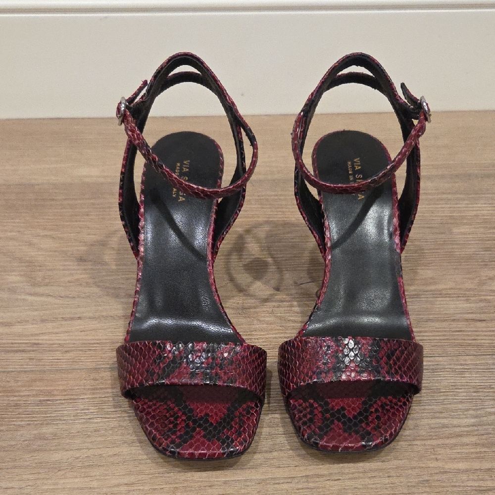 Via Spiga Red Snake Print Heels